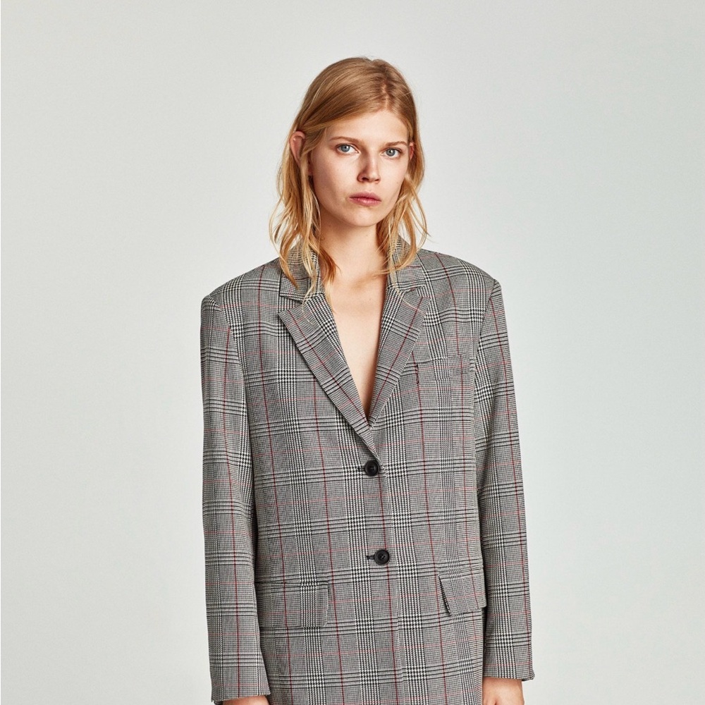 Zara Gray Plaid Blazer